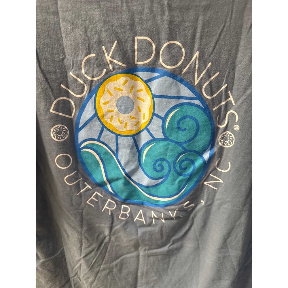 Duck‎ Donuts Outer Banks NC Blue Graphic T-Shirt Medium Short Sleeve Tee